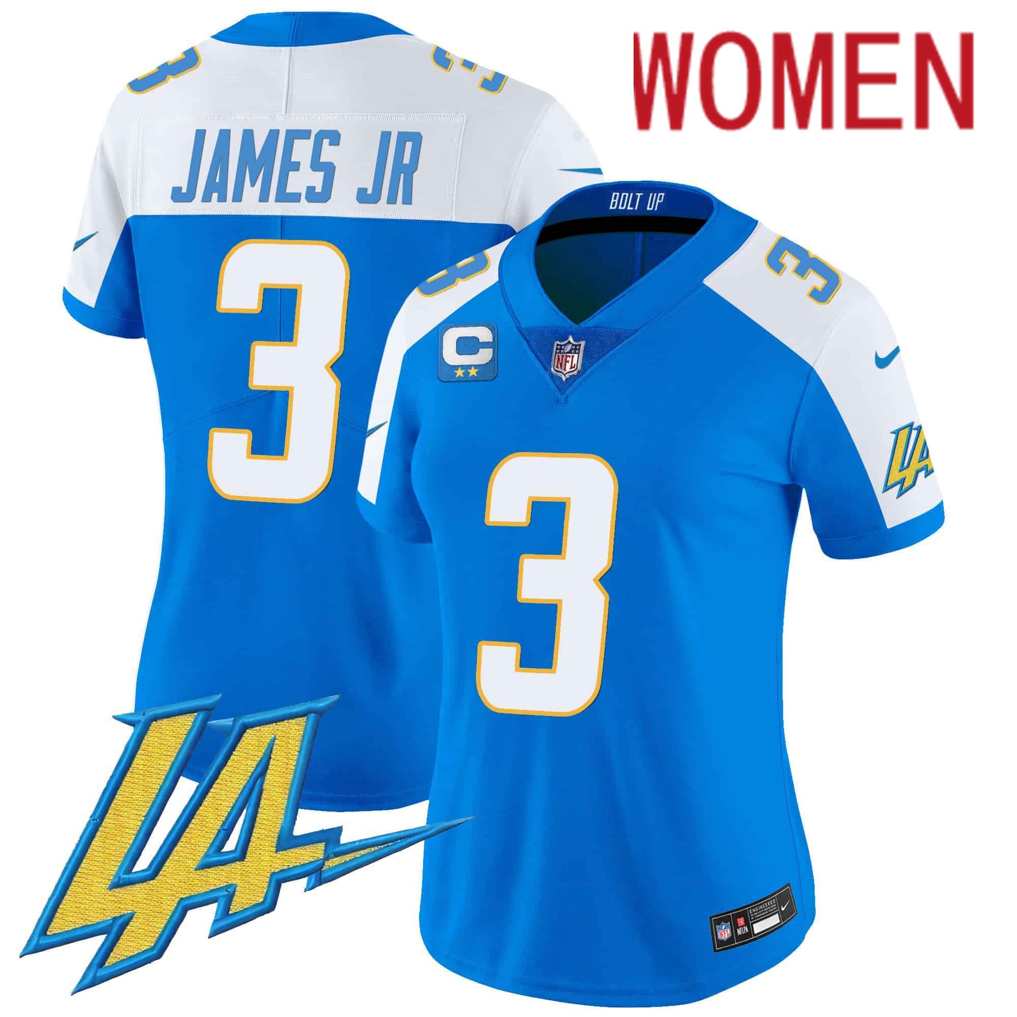 Women Los Angeles Chargers #3 James jr Light Blue 2024 Nike Vapor Limited NFL Jersey->women nfl jersey->Women Jersey